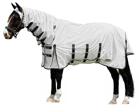 WeatherBeeta ComFiTec Sweet Itch Shield Fly Sheet Combo, White/Charcoal, 6'3