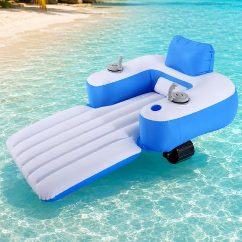 Bouée Électrique De Piscine pour Adultes, Transat Aquatique Motorisé avec Contrôle 360°, Moteur Simple Ou Double, Dossier, Porte-Gobelet Et Poignées pour Été pour Loisirs D’Été