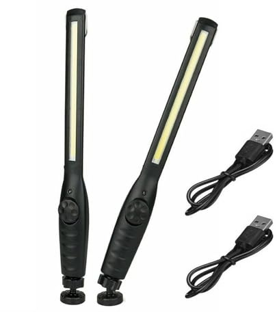 GUODSKHOO LED Inspection Lamp Torches Rechargeable Work Light Super Bright Magnetic Flashlight for Camping Car Repair Home Emergency (2 PCS)