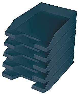 helit H2661634 - Briefablage „the green staff“, DIN A4-C4, aus Recycling-Kunststoff Blauer Engel zertifiziert, blau, 5 Stück