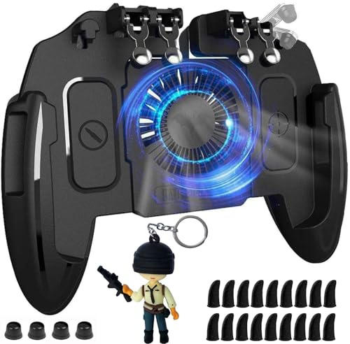 Mikirini 20 in 1 Mobile Phone Game Controller w/built-in Battery & Cooling Fan for 4.5-6.7 iPhones/Android Phones, compatible with PUBG Mobile/Call of Duty Mobile/Fortnitee Mobile/Apex