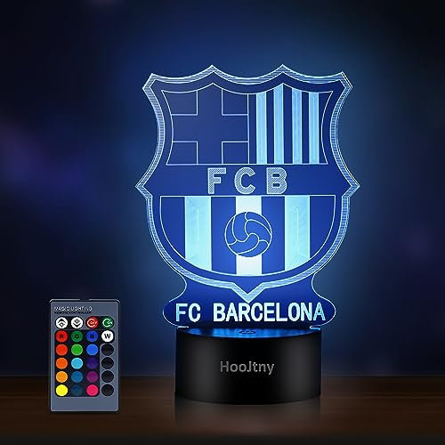 HooJtny Lampe fc barcelone, Veilleuse Foot Barcelone pour enfants, 16 Couleurs USB Rechargeable, Deco de la Chambre Garçon, Cadeau pour les fans, Garçon, Enfants