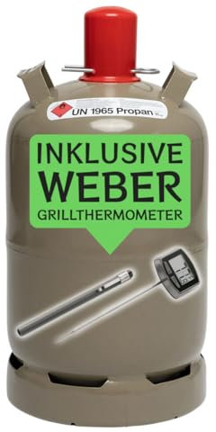 Bluecraft 11 kg Eigentum Camping Propan Gasflasche ungefüllt inklusive Weber Grillthermometer