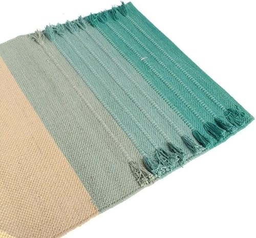 Tappetino da yoga in 100% cotone biologico antiscivolo, ecologico, tappetino tessuto a mano, antiscivolo e spesso (61 x 72 x 5 mm), per il fitness quotidiano a casa, comodo e