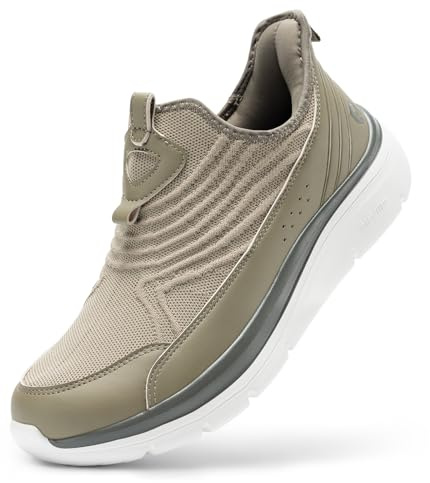 FitVille Slip On Scarpe da Passeggio Uomo Extra Larghe Sneakers Sportive da Corsa Camminata Traspiranti Comode dalla Calzata Ampia Senza Lacci Marrone Chiaro 45 EU Larga