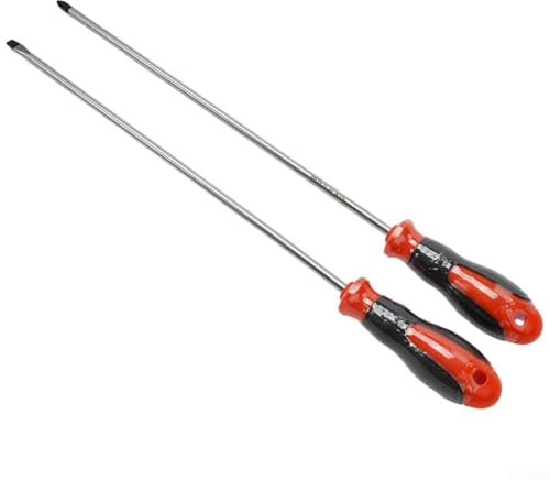 Yhenlovtt Cacciavite magnetico lungo 30,5 cm, con manico in gomma, testa scanalata e a croce, cacciavite a taglio, per attività di riparazione o installazione (cacciavite a taglio)