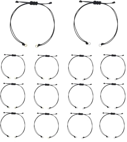 UNICRAFTALE 40 Pezzi Bracciali Semi-Finiti in Corda Cera in Poliestere Bracciali Neri Regolabili Bracciali Artigianali con Nodo in Corda con 2 Colori di Chiusure Aperte per Creazione di Gioielli 26-28