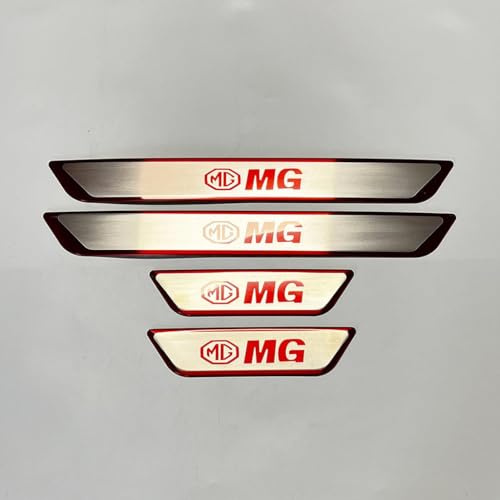 4 Piezas Protectores Umbral Puerta para MG ZS Hybrid+ (2024-2026), Acero Inoxidable Autoadhesivo Puerta Guardias del Borde Estribos Decoración Accesorios,Red