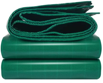 450g kraftig vattentät presenning med öljetter for trädgårdstrampolin, träbil, båt, camping eller trädgårdsskötsel(Green,380cmx380cm)