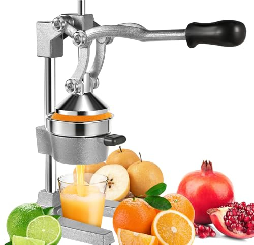 Cast Iron Juicer, Manual Citrus juicer Commercial Grade Orange Juice Lemon Squeezer, Hand Press juicer Heavy Duty Countertop Lime Squeezer for for Fresh Fruit Juice, Easy to Use & Clean (Dark Grey)