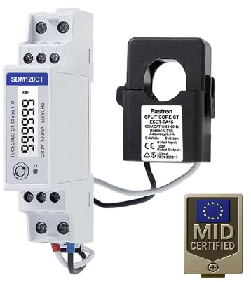 Medidor Contador de Energía SDM120CTM con Toroidal ESCT-TA16 de valor 100A/100mA con Modbus RS485 y certificado MID