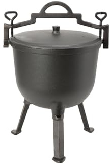 LALABU Gulaschkanone, 10L Gulaschkessel mit Abnehmbarer Aufhäng-/Tragegriff,Camping Cooking Set mit Deckel für Outdoor Kochen, Feldküche - Eintopfofen Suppentopf Gulasch