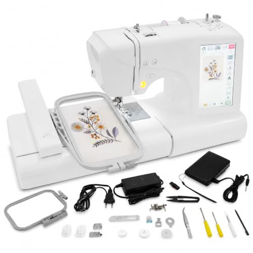 Machine à broder contrôlée par ordinateur avec fonction couture et écran LCD de 7
