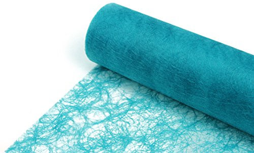 Sizoflor Tischband - 25 Meter Rolle + 100 Deko Sterne in Gold Gratis (20cm Breite, Türkis)