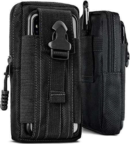 ONEFLOW Survival Case för Samsung A J serie – bältesväska av nylon, mobilväska med karbinhake, mobiltelefonfodral för mobiltelefon och bälte, väska utomhus, mobilskal, svart