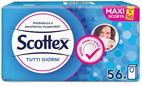 Scottex Tutti i Giorni, Fazzoletti di carta, Prodotto in Italia, Con Carta certificata FSC, 56 Pacchetti