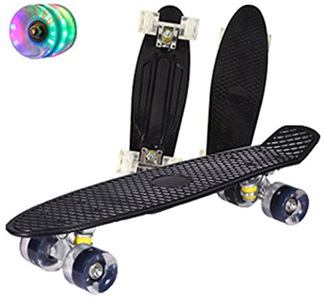 Skateboards Skateboards, 22 Pulgadas de Pescado Mini Crucero monopatín Scooter Scooter Longboard Patines para niños y Principiantes. (Color : Black)