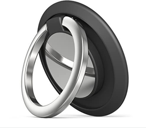 MuStone Agarre para teléfono móvil, soporte para anillo de teléfono celular, soporte magnético giratorio de silicona de 360 grados para navegación de coche para iPhone series (negro)