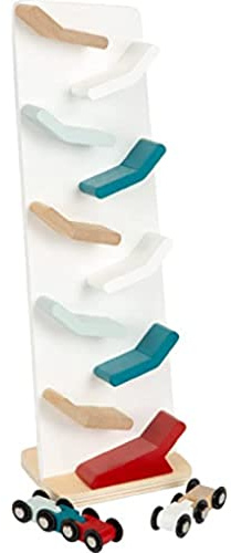 small foot Kaskadenturm aus Holz, Zick-Zack-Rennbahn für Holzfahrzeuge, Holzspielzeug für Kinder ab 18 Monaten, 12400