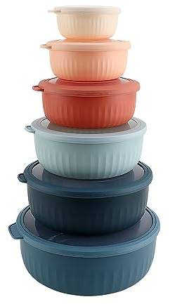 COOK WITH COLOR Prep Bowls with Lids- Wide and Deep Nesting Plastic Small Mixing Bowl Set with Lids, 12 Piece Set - Wide Bowls, Multicolor
