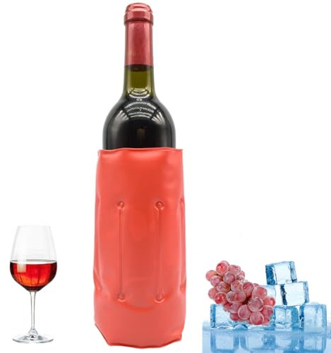 Rapid Ice - Raffreddatore per bottiglie di vino in gel, con custodia per congelatore, vodka, tequila, refrigeratore per bottiglia di vino, colore: rosso