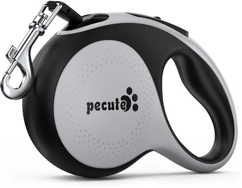 Pecute Laisse Chien Enrouleur 8m, Laisses Rétractables pour Chiens(Jusqu'à 30Kg), avec Un Boutton S'arrêter Bloquer, Ruban en Nylon avec Coutures Réfléchissantes, pour Petit, Moyen et Grand Chiens