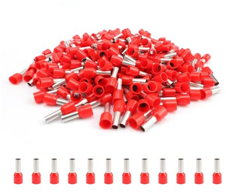 300 Pièces 10 mm² Embout de Cablage, Manchon Isolant Rouge, Embouts de Câble Twin, Étamé, Connexion Supérieure 4,5 mm, Connexion Inférieure 7,5 mm, Embouts Isolés pour Connexion Filaire