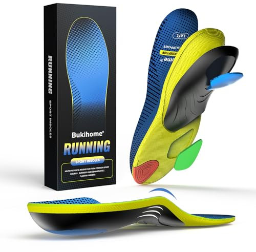 Bukihome Laufsohlen-orthopädische Einlagen - Einlagen mit Fußgewölbestütze zur Reduzierung von Ermüdung und Verbesserung des Komforts den ganzen Tag für Männer und Frauen (Blau, XL)