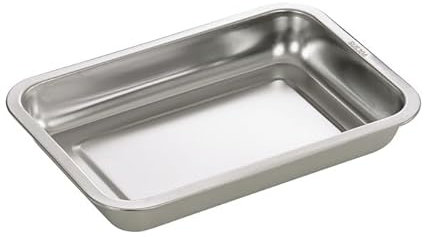 Dehner Grillschale, Auflaufform für Grills, spühlmaschinengeeignet, ca. 22 x 4.5 x 32 cm, Edelstahl, Silber