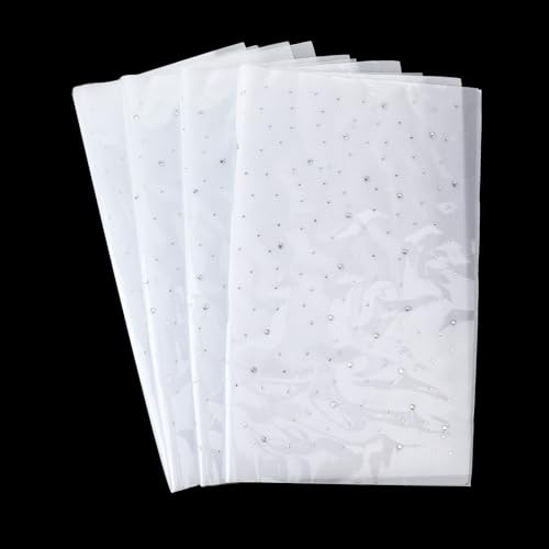 4 Sheets Crystal Rhinestone Iron on Transfers Iron On Diamante Transfers Sheets Glitter Hotfix Rhinestone Decals for Clothing DIY Craft (2mm, 3.5mm)