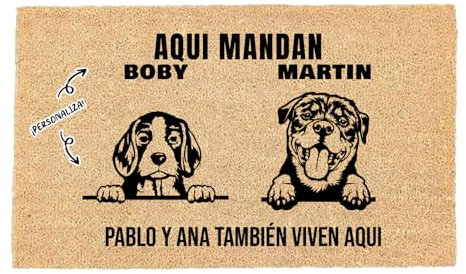 LucaHome - Felpudo Entrada casa Personalizados - Felpudo 2 Mascotas - Original y Divertido - Decoración hogar - Regalos Originales - Alfombra 33x60cm