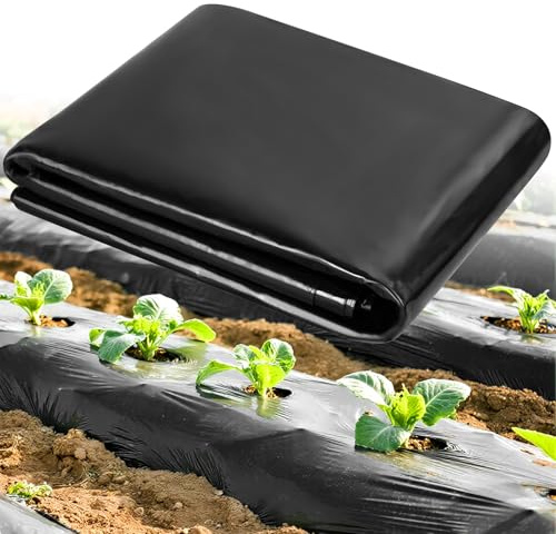 Black Heavy Duty Polythene Sheeting, Extra Thick Waterproof Plastic Cover, Garden Grow Horticultural Membrane for Gardening, Building Insulation & Rubble Protection, Dustproof Ground Sheet (2m x 3m)