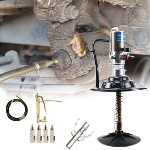 Bärbar smörjfettpump, 0,85 l/min, 60:1 bärbar luftdriven fettpump for 5-gallons hink med 13 fot högtrycksslang, 34–48 MPa, universell passform, fordonskompatibel (utan hink)