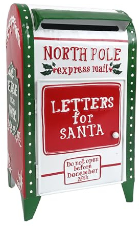 Z&Z ornamentorum Vintage Christmas Decoration Christmas Letter Box Metal Santa Claus Mailbox American Letter Box Christmas Decoration American (ZZXA0222S)