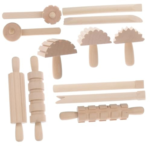 Uonlytech Herramientas de Madera para Moldear Arcilla y Plastilina Kit DIY para Modelado Infantil Accesorios Seguros y Resistentes para Escultura