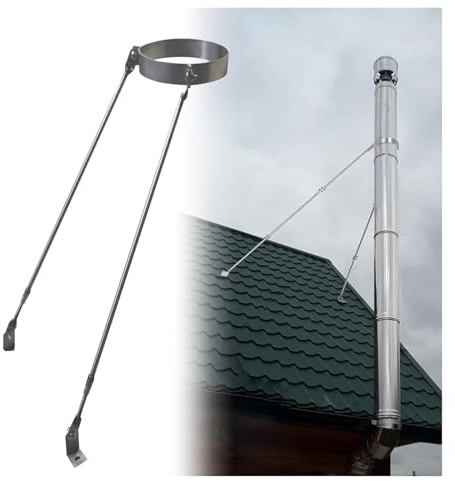 Custom Sizes Chimney Pipe Support, ﻿ Stainless Steel Brackets with Screws for Wood Stove Pipe, ﻿Heavy Duty Roof Chimney Bracket Holder, Easy to Install(Hoop Dia 160mm(6.3in))