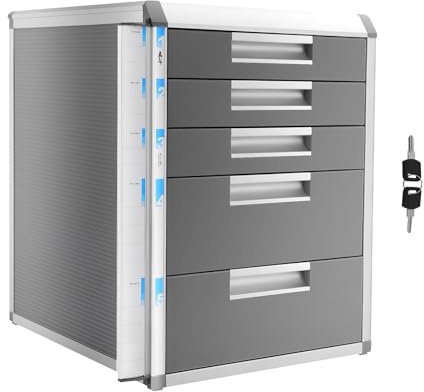 ZENGRICE Armoire à Dossiers,Meuble de Rangement Bureau 5 Tiroirs,Classeur Latéral Format A4 avec Porte-Étiquette,Design Compact,Structure Robuste,Idéal pour Bureau,École et Rangement d'Outils