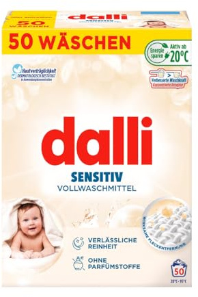 Dalli Sensitiv Waschmittelpulver ohne Parfüm - 2500 g für 50 WL - Für Allergiker & Babywäsche