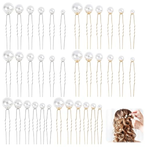 36 PCS Épingle à Cheveux Perles de Mariage, 18 Dorées et 18 Argentées | Pince Mariage Cheveux Femme, Accessoire pour Chignon de Mariée, Demoiselle D'honneur, Fête, Cérémonie et Coiffure Élégante