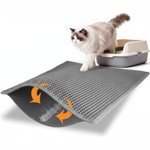 Pieviev Cat Litter Mat Double Layer Waterproof Urine Proof Trapping Mat 1 Pack (Gray, 30x24 Inch (Pack of 1))