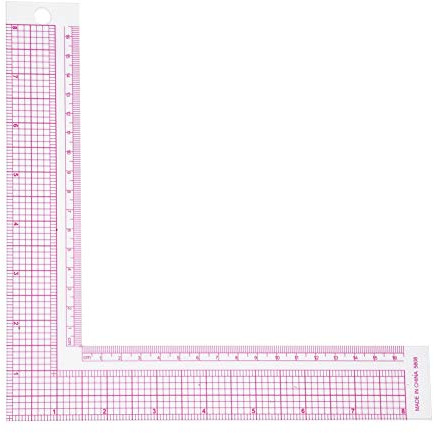 Walfront Regla de Coser en L con Curva 90 Grados para Patrones Manualidades Costura Herramienta de Dibujo Cuadrado de Plástico Modelo (5808)