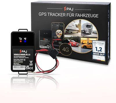 PAJ GPS - 4G GPS Tracker für Motorrad, Auto und Fahrzeuge - Direktanschluss 9-75 V, Diebstahlschutz, Live-Ortung per App, 365 Tage Streckenspeicher (4G - Anbringung auf Batterie 40cm Kabel)