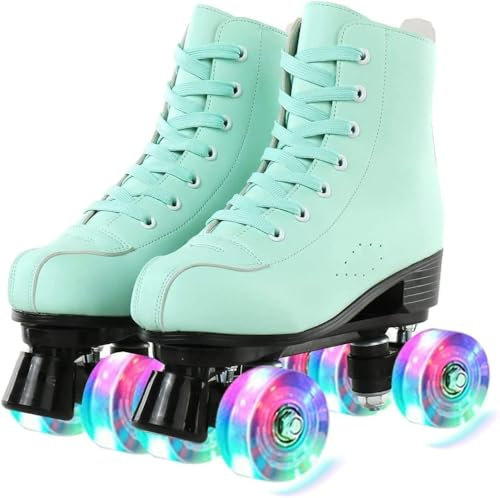 YUDOXN Rollschuhe.Klassische Retro Rollschuhe.Classic Roller, komfortabl LED Rollerskates für Jugendliche und Anfänger.Mädchen. (Frucht grün, 41)