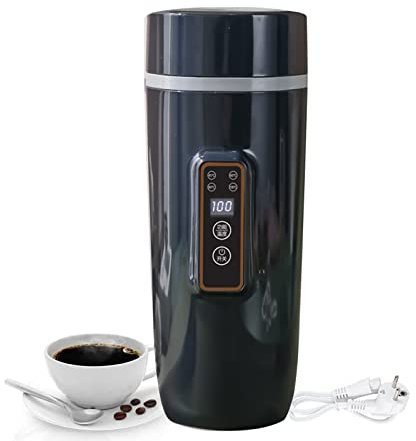 Wasserkocher Reise Wasserkocher 220V 350ml Schneller Wasserkocher Doppelschichtige Edelstahl-Thermoskanne für Milch, Kaffee und Teezubereitung (300W schwarz und blau)