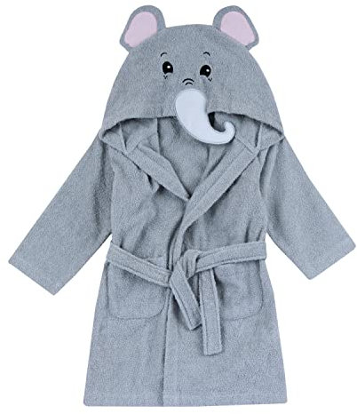 Chicco Peignoir en Tissu Éponge Doux, en Forme de Gentil Éléphant, Coloré et Amusant, avec deux Poches Pratiques et une Ceinture Pratique, 24 Mois+, Gris
