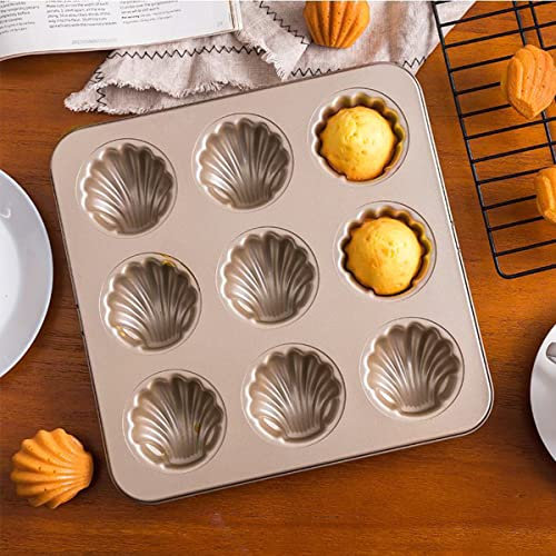 Beenle-Icey Madeleine Mold Food Grade Carbon Steel Cake Baking Pan Non-Stick Candy Cake Mold Tray Madeleine Pan Shell Shaped Baking Cookies Moulds for Cookie Cake Chocolate(9cup)