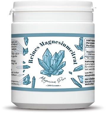Pure Magnesiumcitrat Pulver 500g Hochdosiert Elementares Magnesium 156mg pro 1 gram