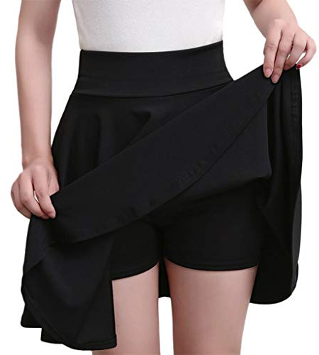 Tennisrock Damen Mit Hose Drunter - Sport Rock Mit Shorts Integriert, Bequem Hosenrock Sommer Minirock Golfrock Workout Running Einfarbig Sommerrock Faltenrock Knielang