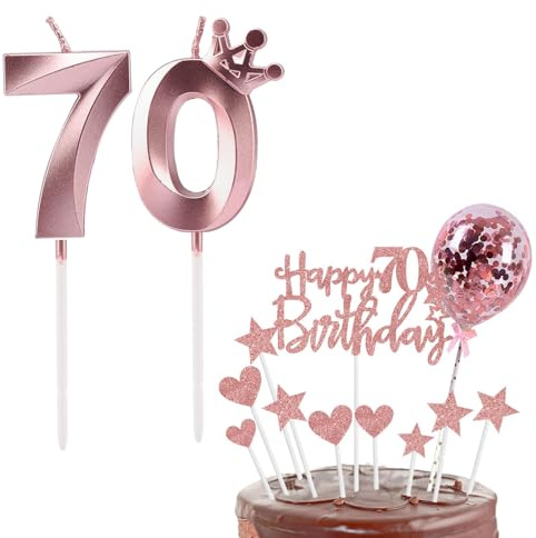 Födelsedagsljus 70 sifferljus 70 med krona (roséguld 70)