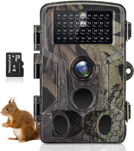 FunKind Camera de Chasse 50MP 4K, Caméra de Chasse Infrarouge Nocturne, Piege Photographique Étanche IP65, Vision Nocturne Jusqu'à 25M, Activée par Le Mouvement, avec Carte SD 32GB (HC802A)